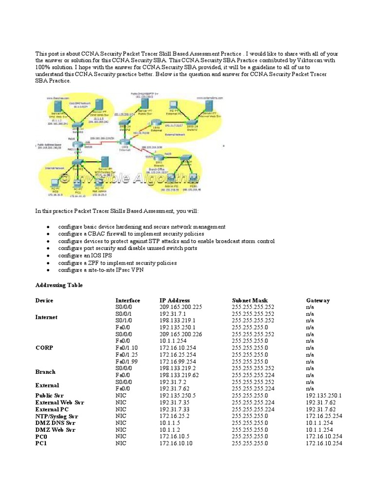 CCNA Security Packet Tracer Guide | PDF | Router (Computing) | Ip Address