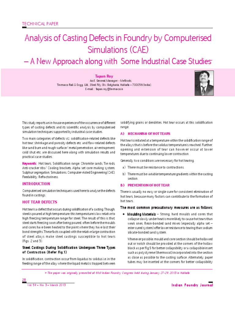 Casting Defects Analysis via CAE Techniques | PDF | Casting ...