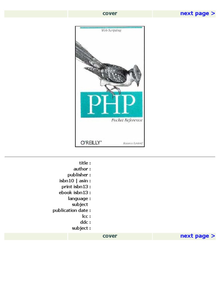 PHP Pocket Reference PDF Control Flow Php
