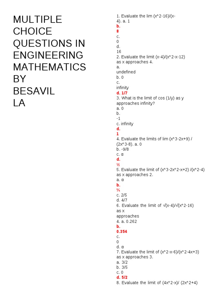 Multiple Choice | PDF | Slope | Tangent