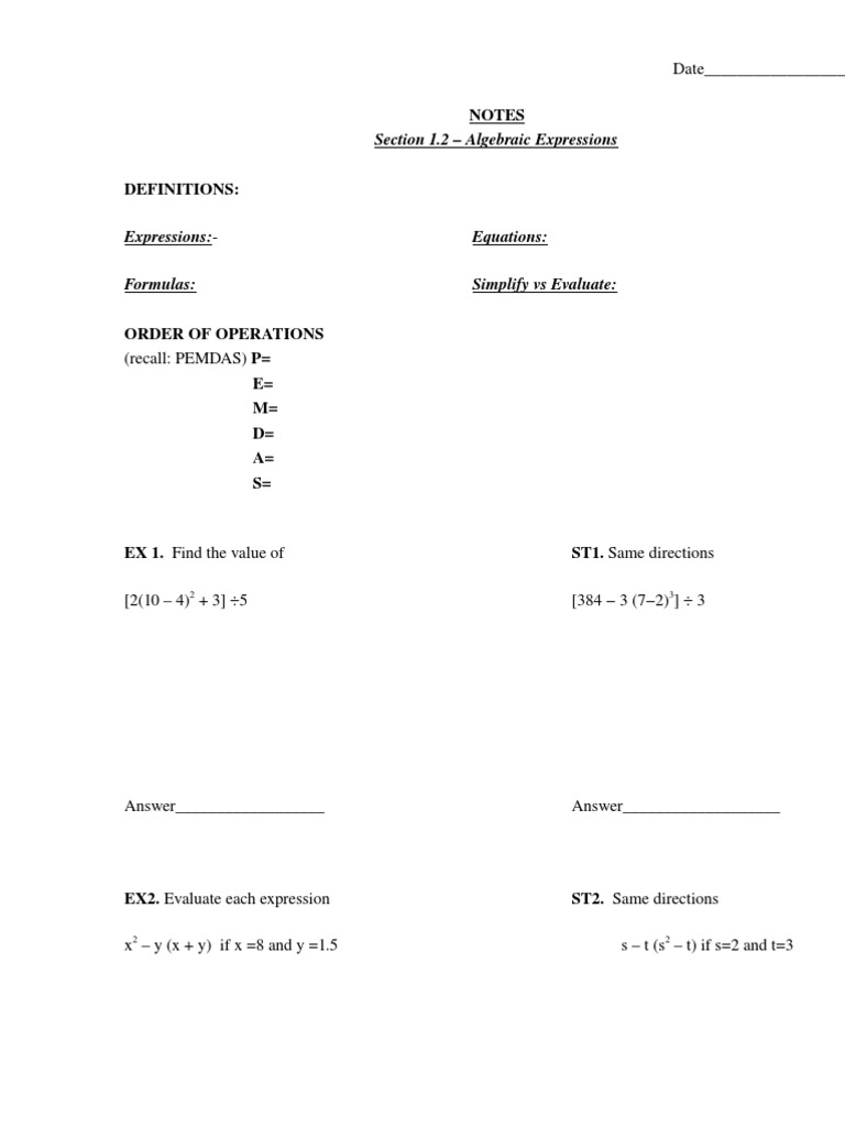 1.2 Expressions | PDF