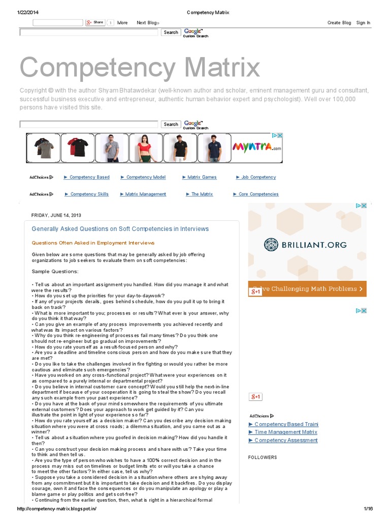Competency Matrix | PDF | Competence (Human Resources) | Business
