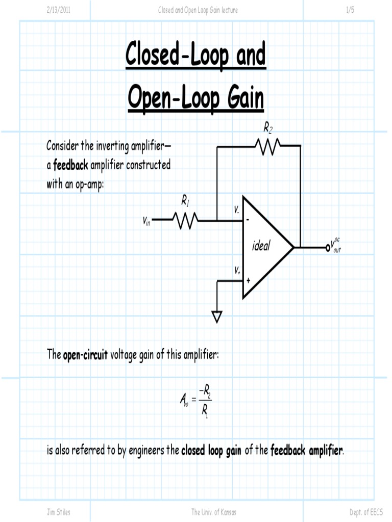 Closed and Open Loop Gain Lecture Operational Amplifier Amplifier