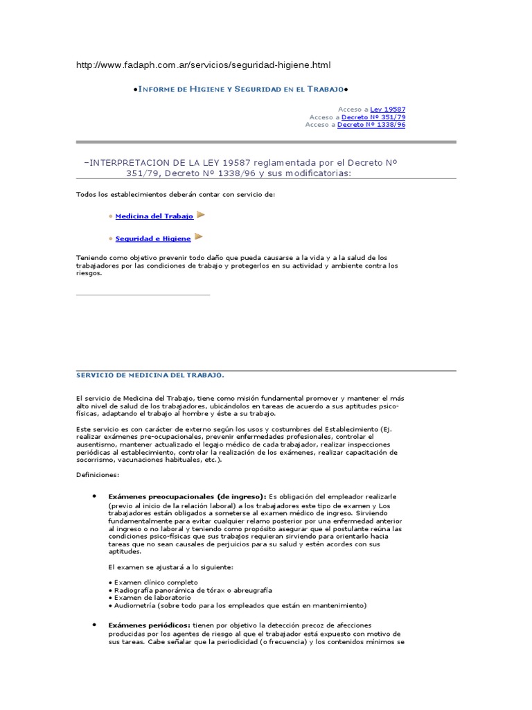 Informe de Seguridad e Higiene Laboral | PDF | Seguridad y salud ...