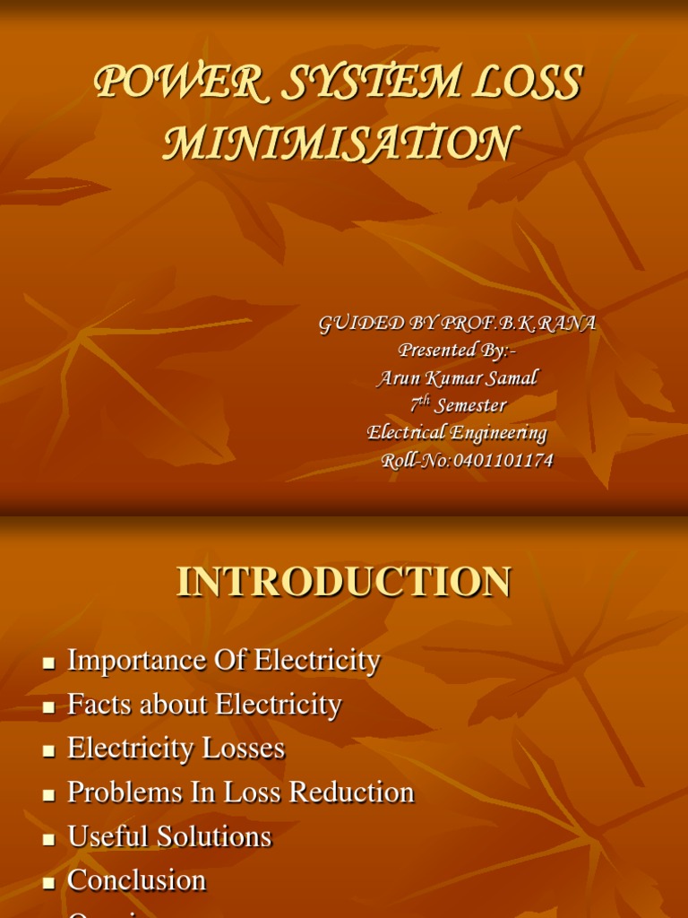 Power System Loss Minimisation PDF Electrical Conductor Electrical Resistance And Conductance
