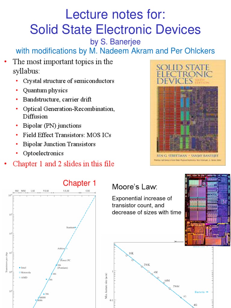 Lecture Notes For: Solid State Electronic Devices: With Modifications ...