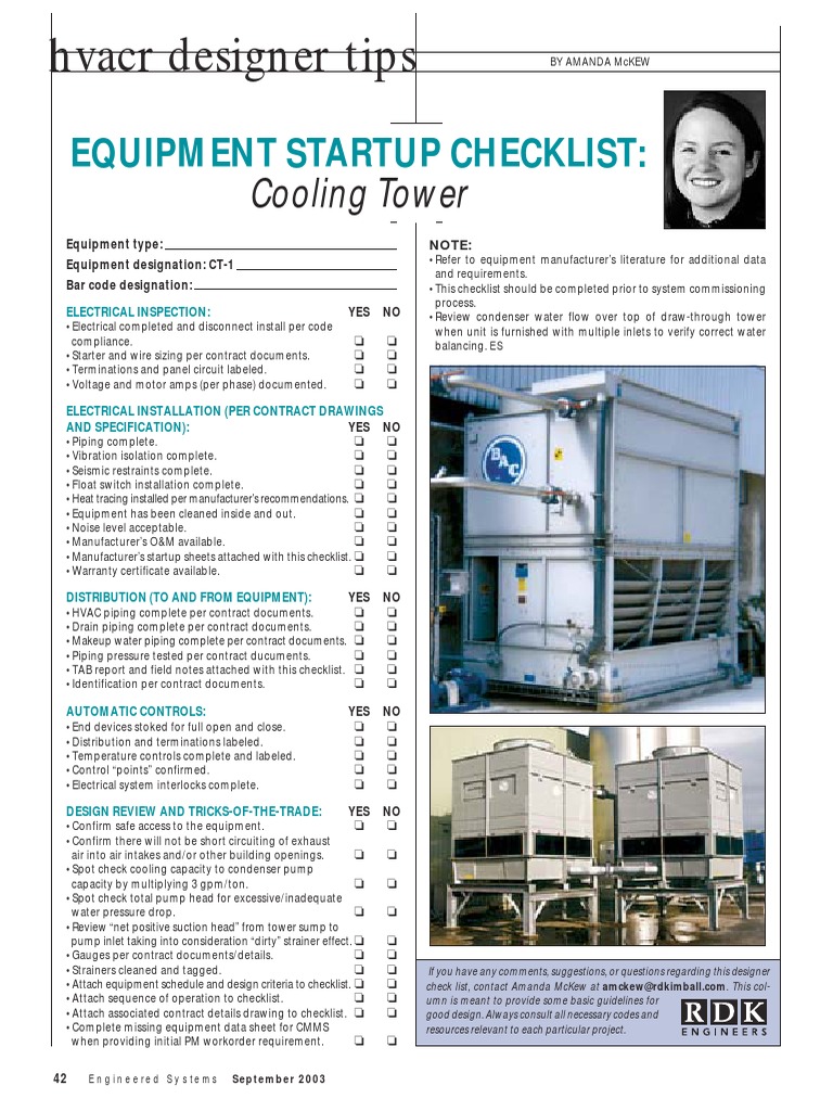 Hvacr Designer Tips Equipment Startup Checklist PDF Hvac