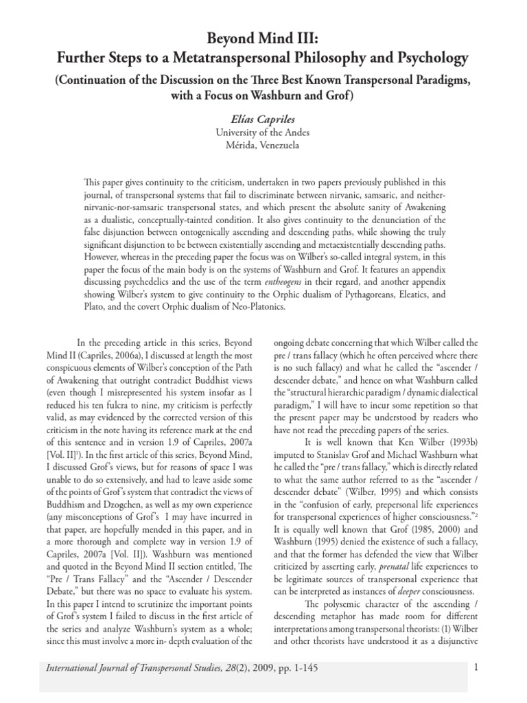 Beyond Mind Iii Further Steps To A Metatranspersonal - 