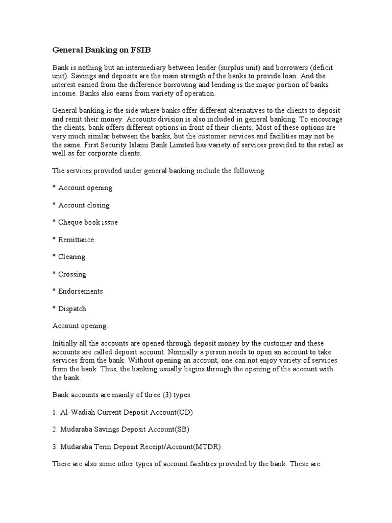 FSIB Banking Services Guide | PDF | Deposit Account | Banks