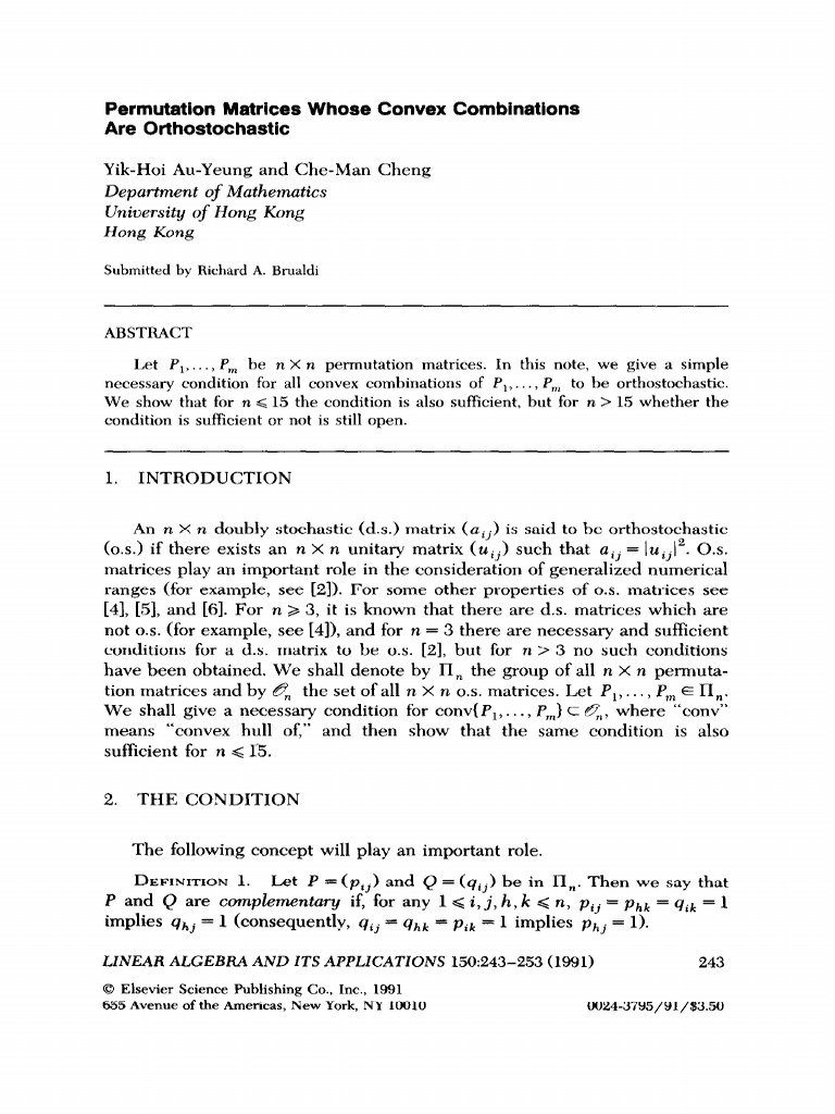 Permutation Matrices Whose Convex Combinations Are Orthostochastic