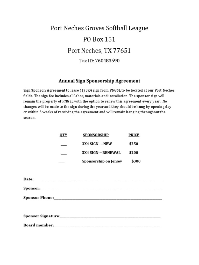 Sponsorship Agreement | PDF