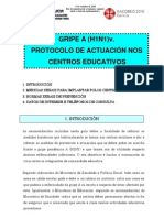 Protocolo Actuación Gripe A en Centros Escolares