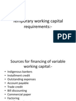 Temporary Working Capital Requirements