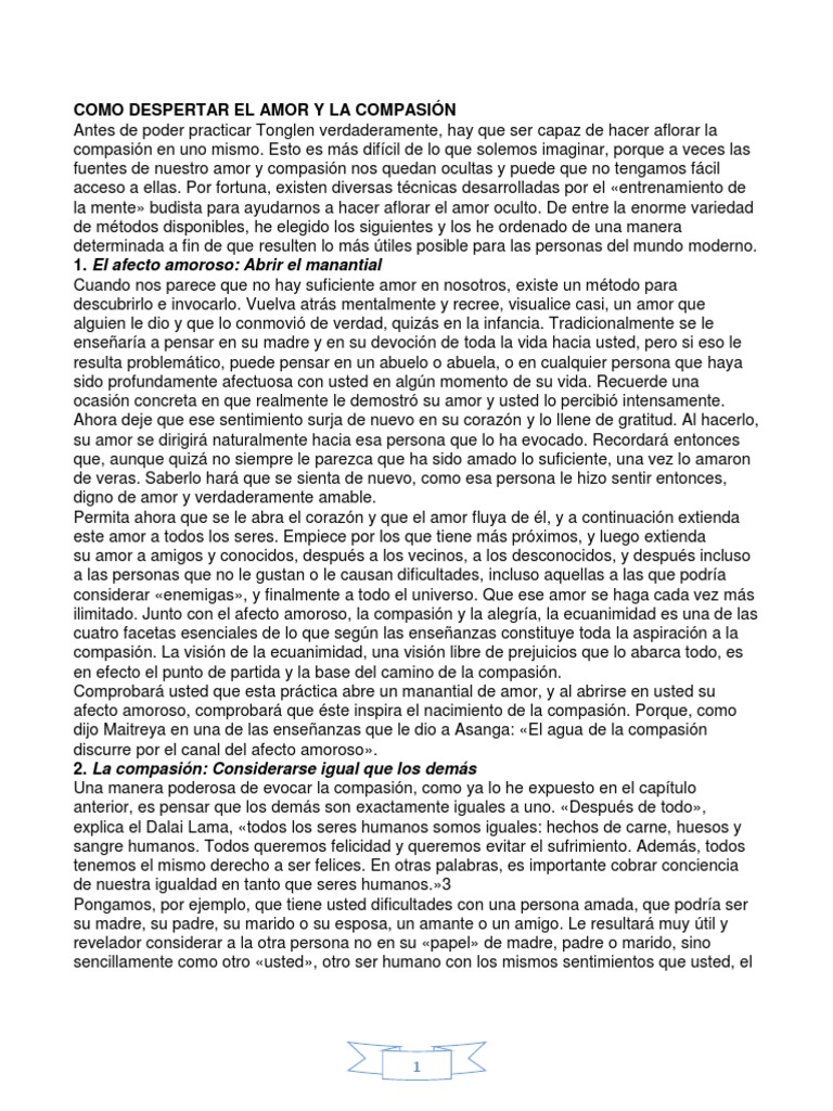 Amor y La Compasión, Como Despertar El | PDF | Amor | Religión y creencia