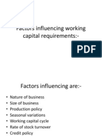 Factors Influencing Working Capital Requirements