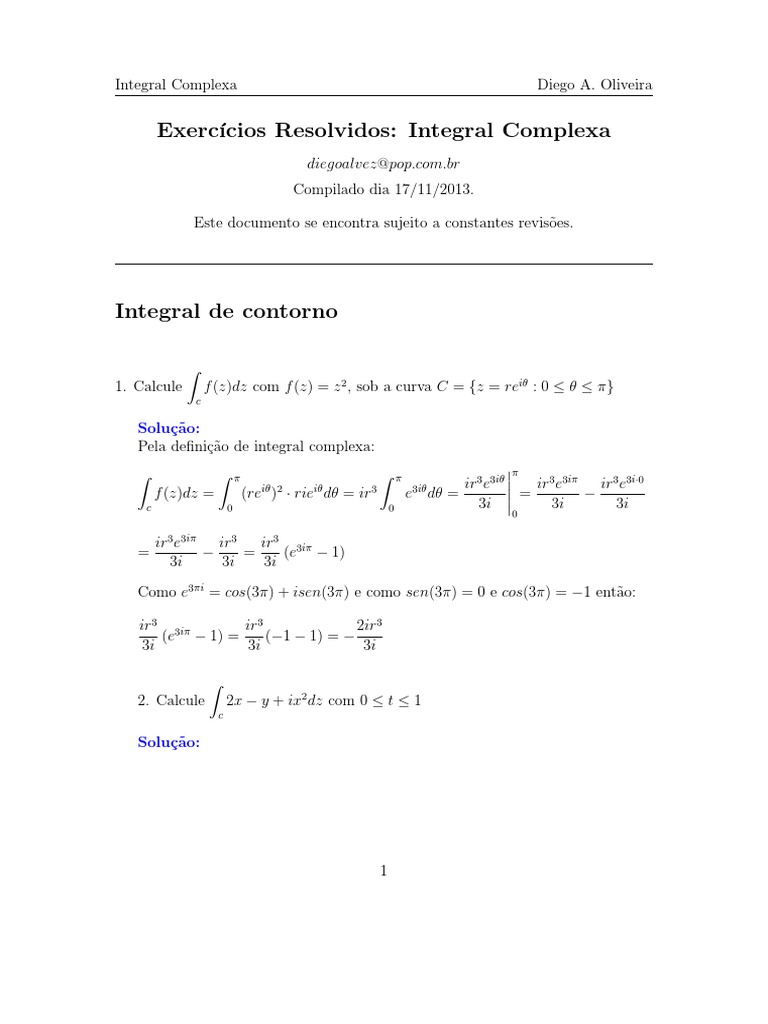 Variáveis Complexas Pdf – Introdução às Funções de Variáveis Complexas ...
