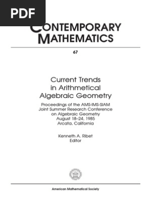 Current Trends In Arithmetical Algebraic Geometry K Ribet - 