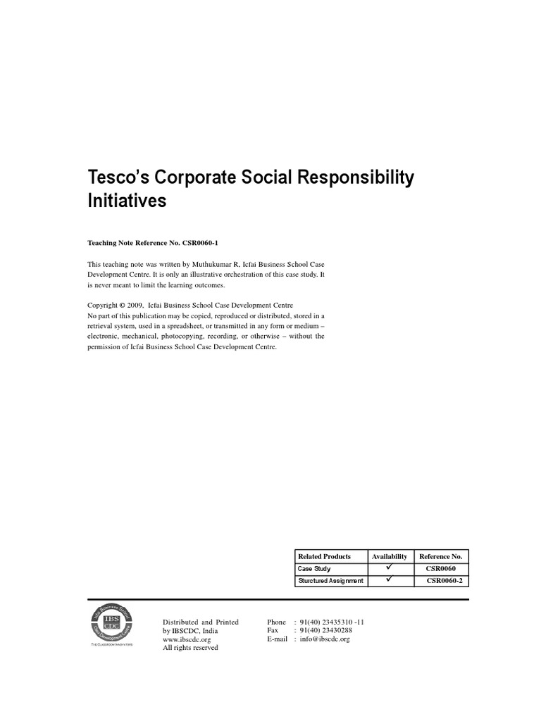 tesco corporate social responsibility essay