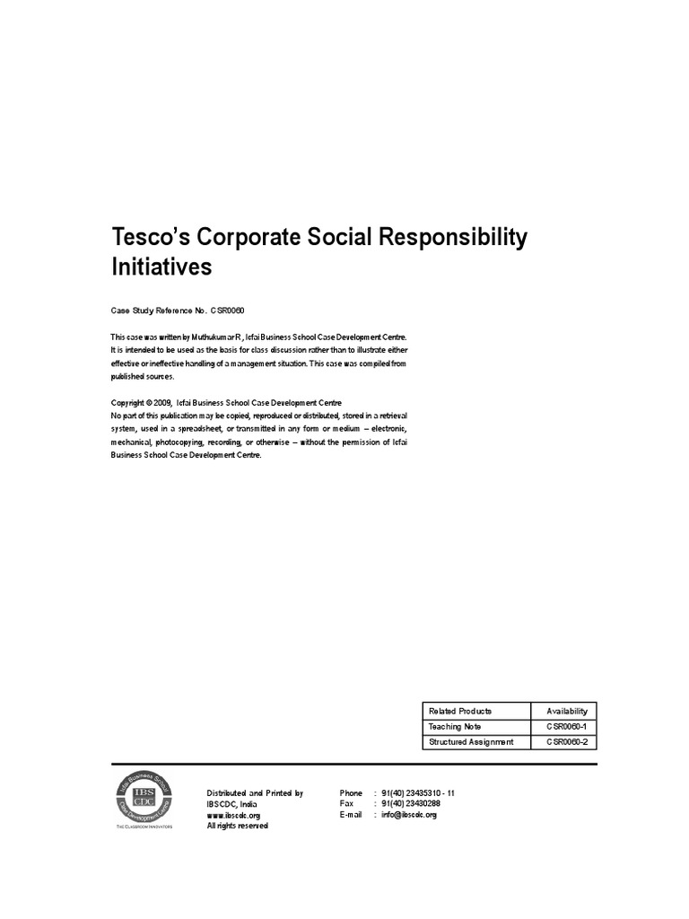 Tesco Case PDF Corporate Social Responsibility