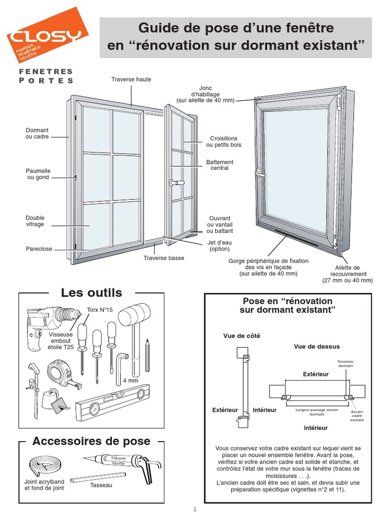 Pose de fenêtres en rénovation sur dormant PDF Fenêtre Bâtiment — free download
