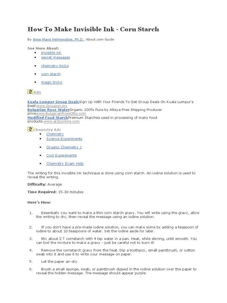 How To Make Invisible Ink | PDF