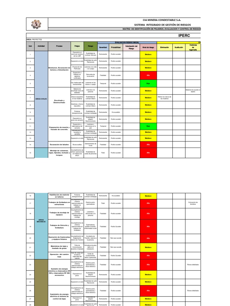 Matriz IPERC: Evaluación de Riesgos 2025 | PDF | Naturaleza | Salud y ...