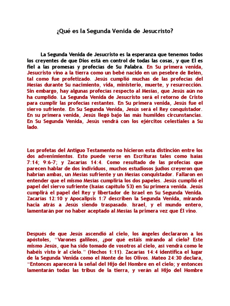 Segunda Venida de Cristo: Profecías y Signos | PDF | Segundo ...