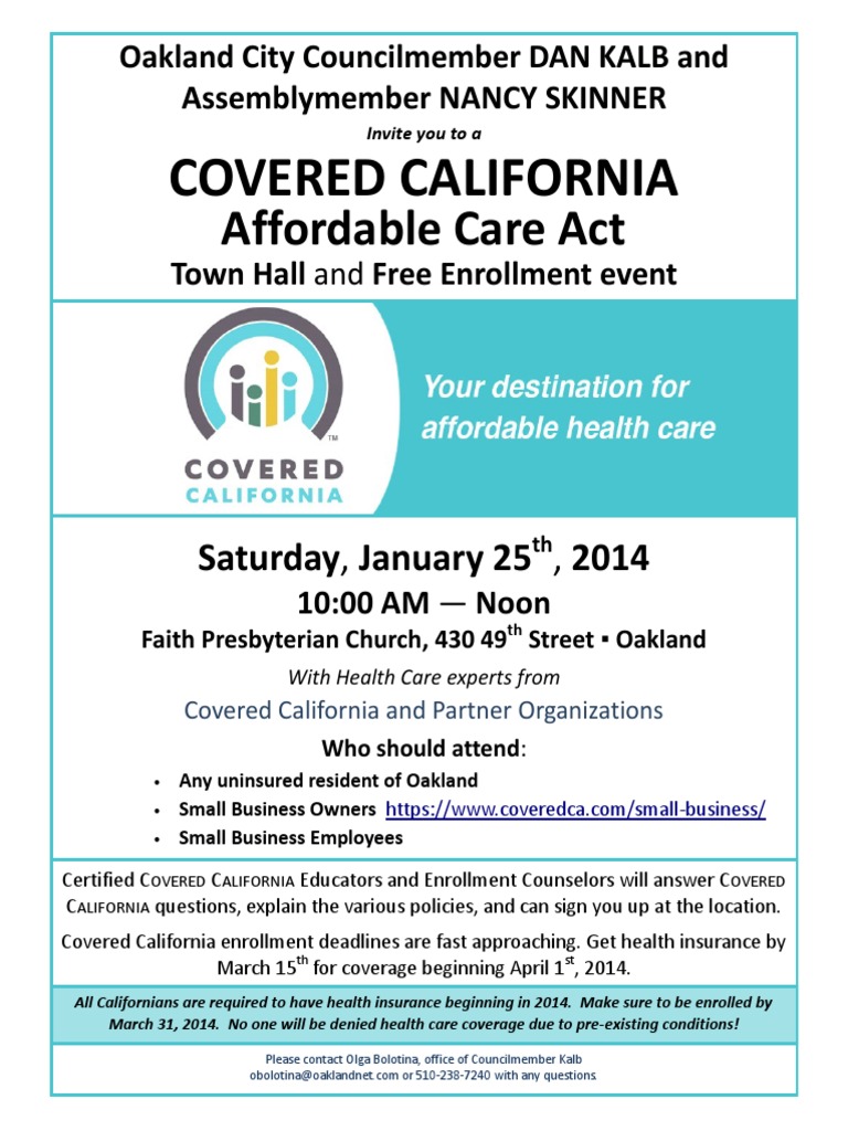 Covered CA Town Hall Flyer Health Care Public Health