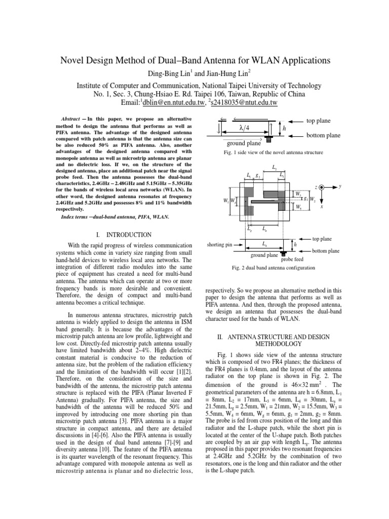 Novel Design Method of Dual-Band Antenna For WLAN Applications | PDF ...