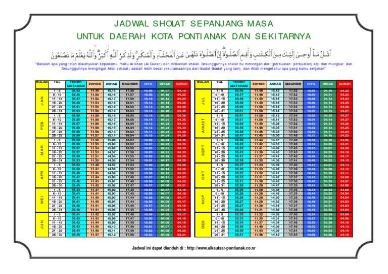 Jadwal Sholat Sepanjang Masa | PDF