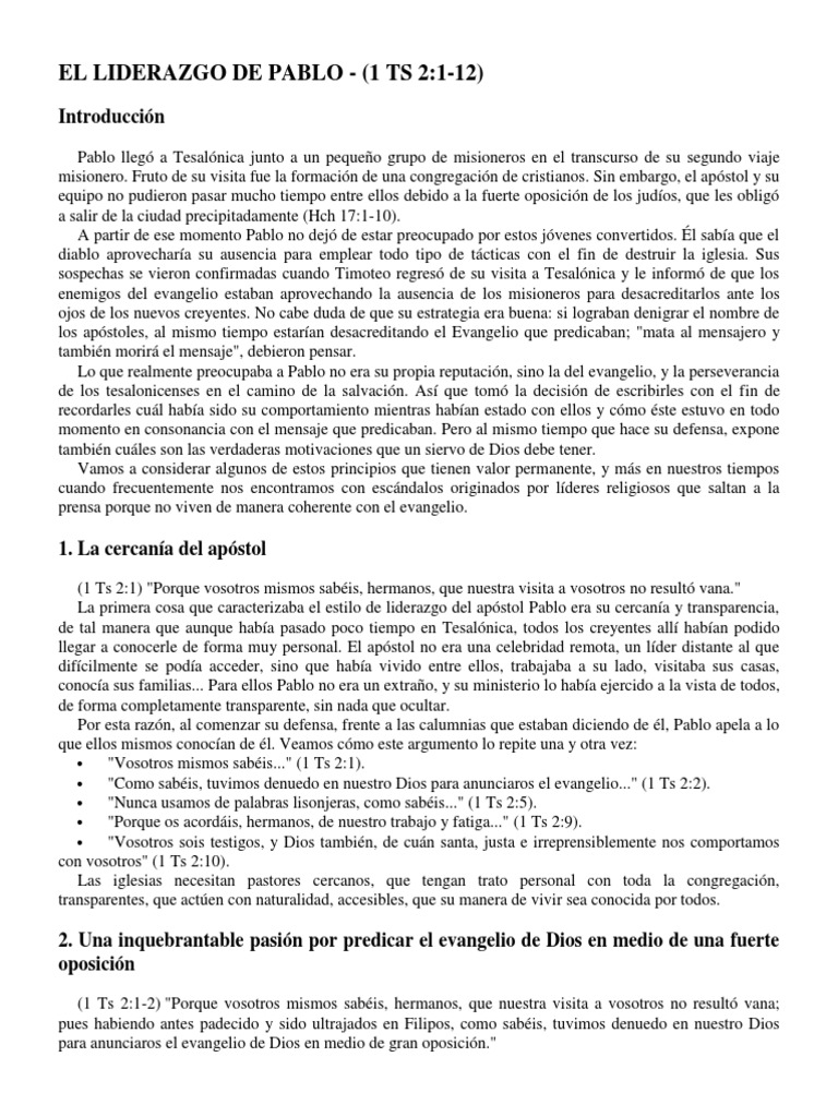 El Liderazgo de Pablo | PDF | Pablo el apóstol | Amor