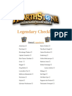 Hearthstone Legendary Card Checklist