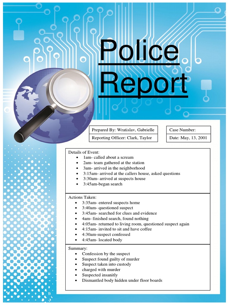Police Report: Murder Case Summary | PDF | Crime & Violence | Crime ...