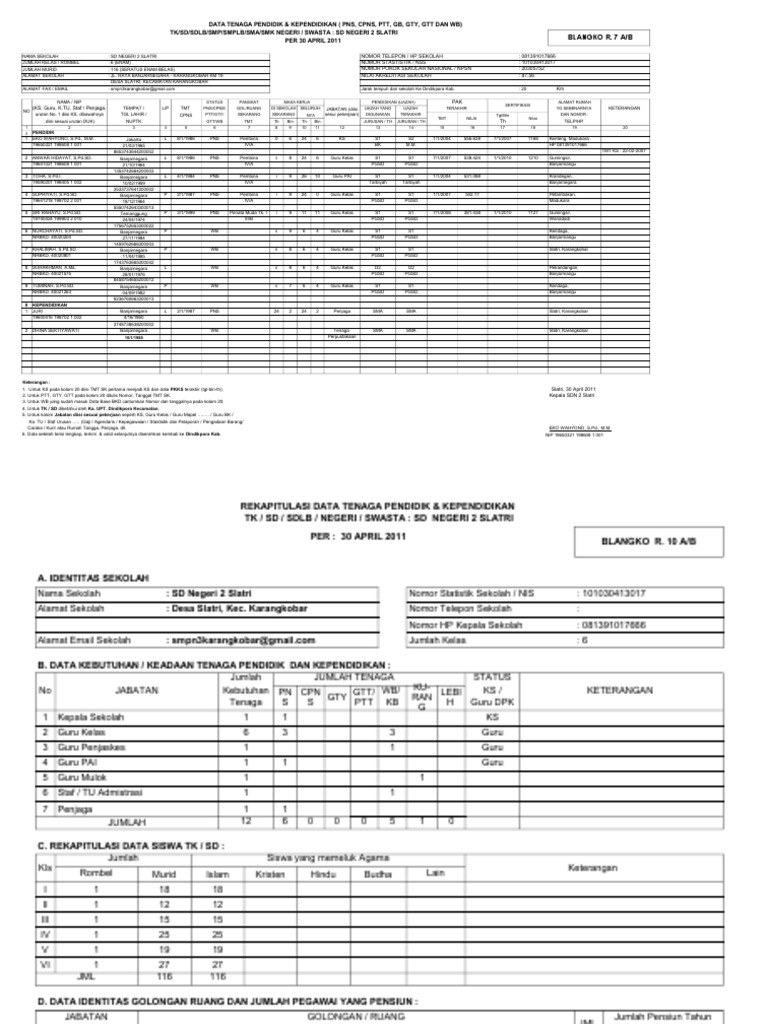 Format R7 dan R10 Tenaga Pendidik | PDF