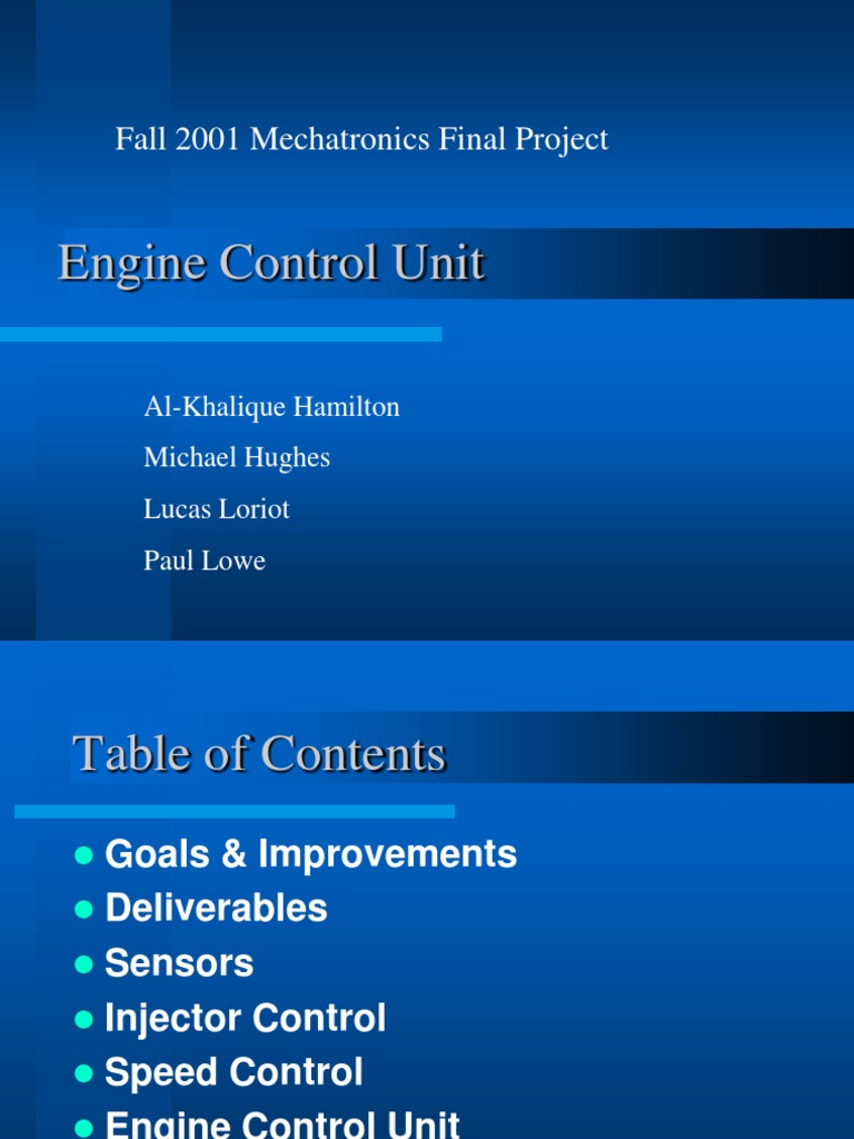 Engine Control Unit: Fall 2001 Mechatronics Final Project | PDF | Fuel ...