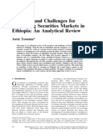 Prospects and Challenges For Developing Securities Markets in Ethiopia An Analytical Review