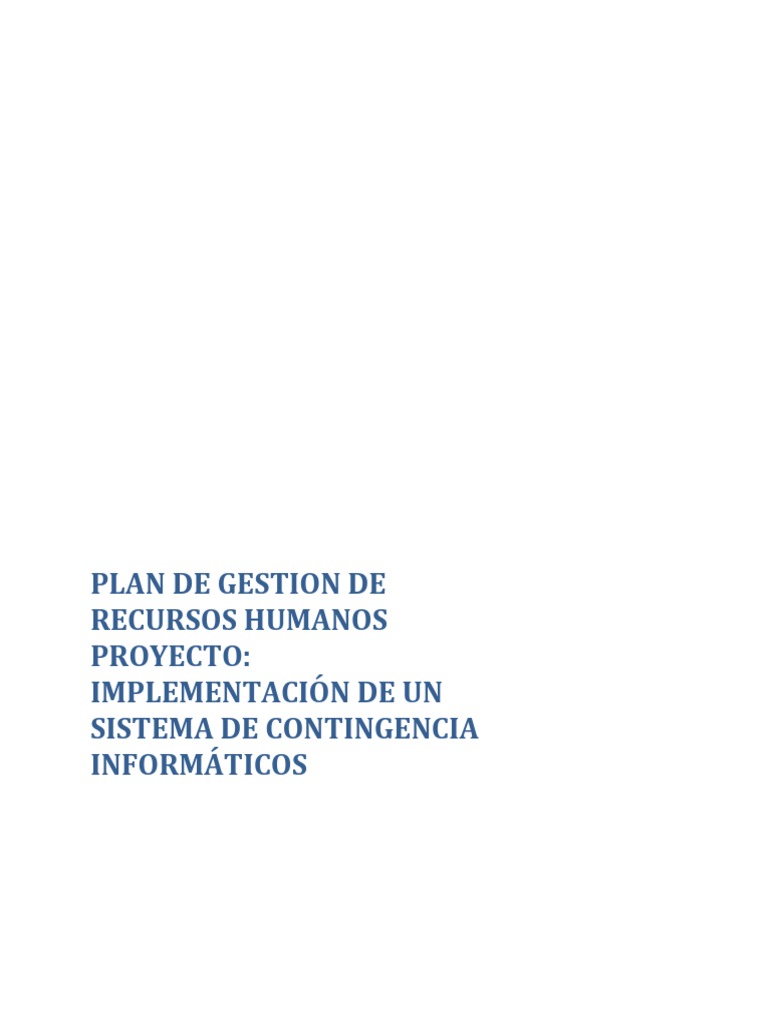 Plan de Gestión de Recursos Humanos | PDF | Recursos humanos | Business