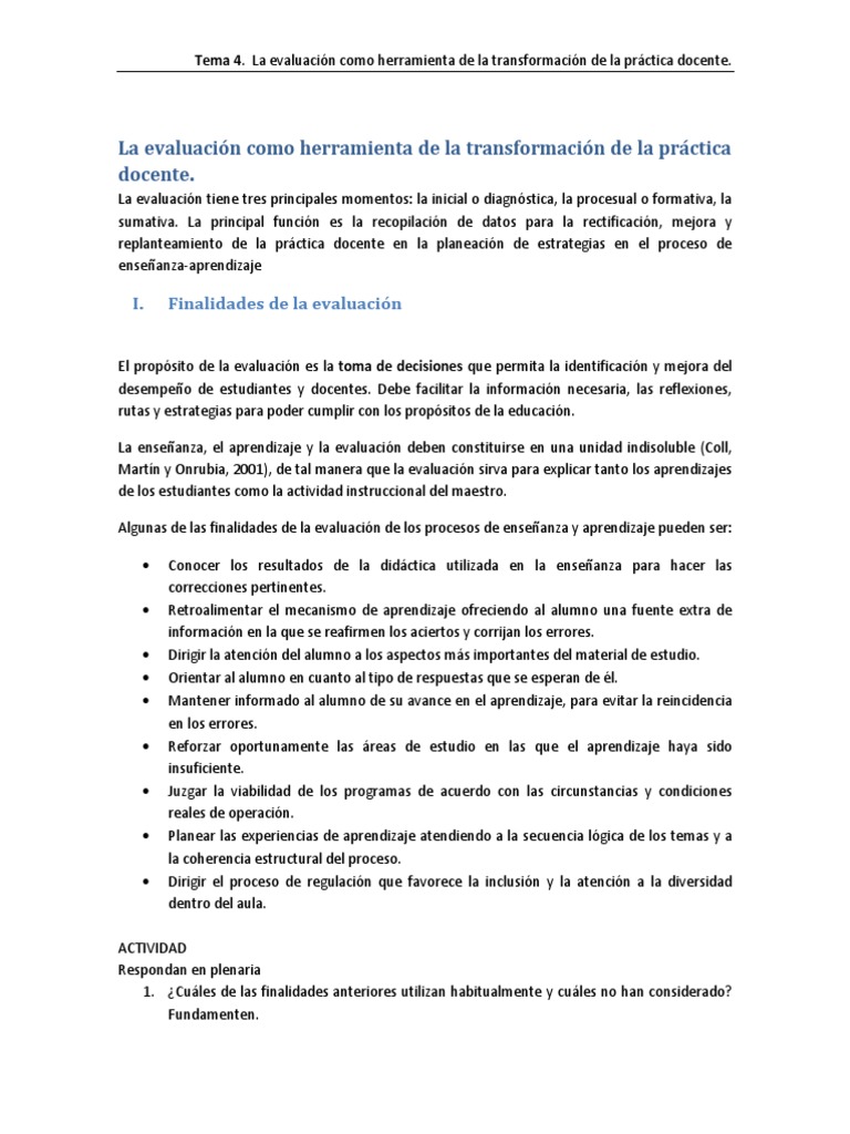 Evaluación en la práctica docente en Bolivia | PDF | Evaluación ...