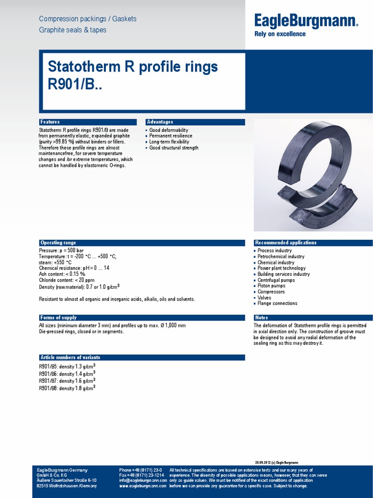 Statotherm R901/B Graphite Seals Overview | PDF | Mechanical ...