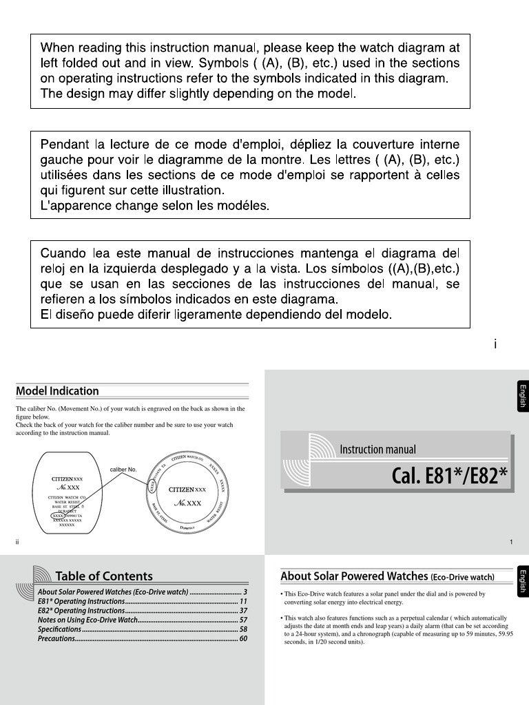 Citizen Instruction Manual E820 PDF Watch Nature