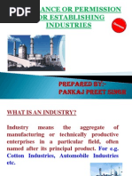 Clearance or Permission For Establishing Industries: Prepared By:-Pankaj Preet Singh