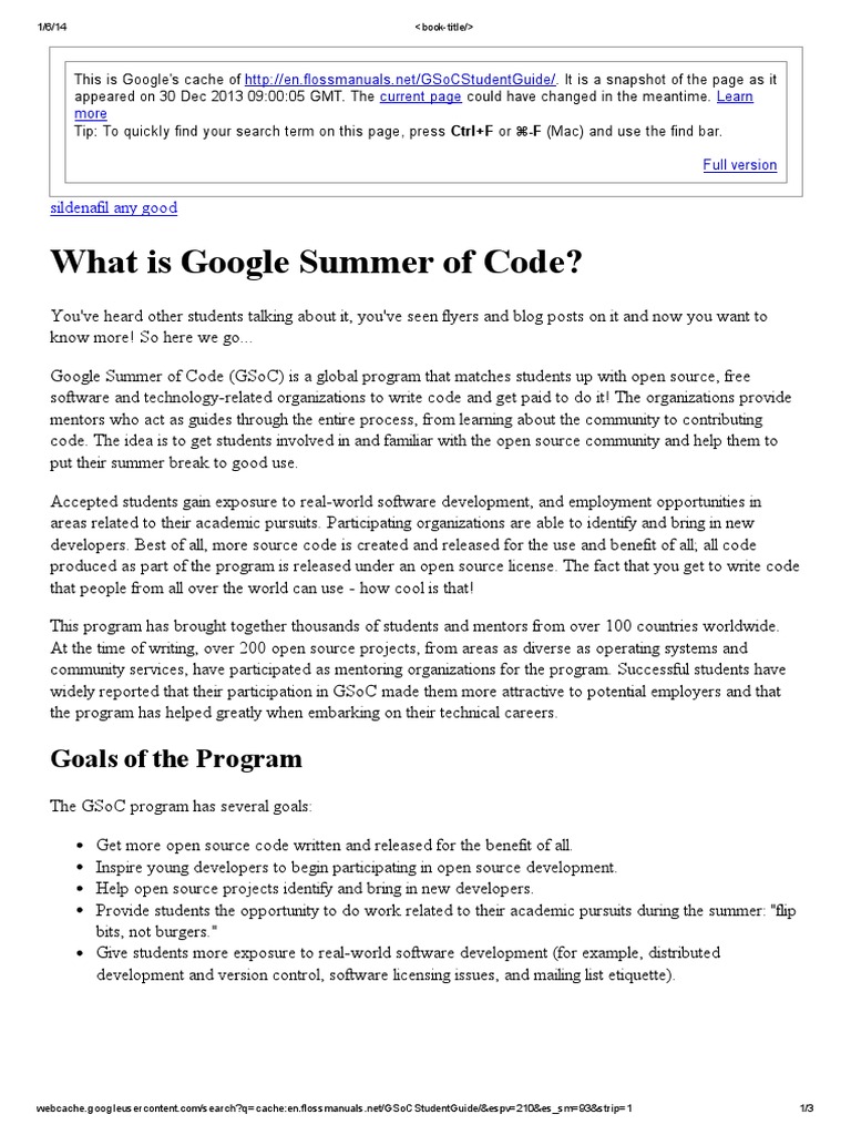 GSoC Googel Summer Code PDF Google Software