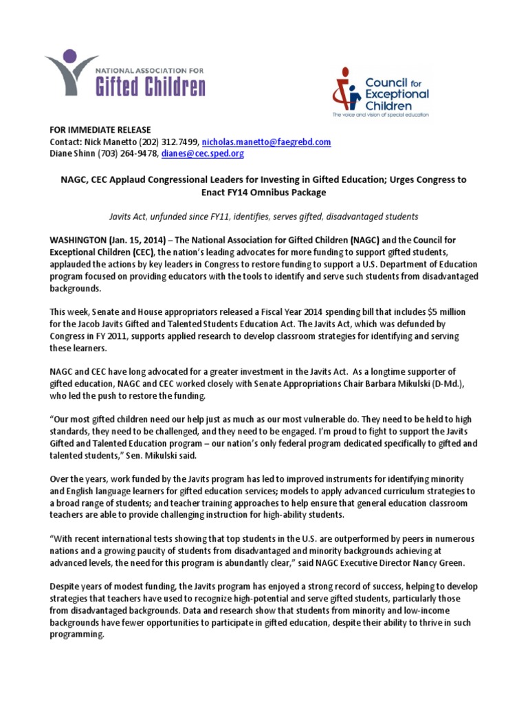 Jacob K. Javits Gifted and Talented Students Education Act