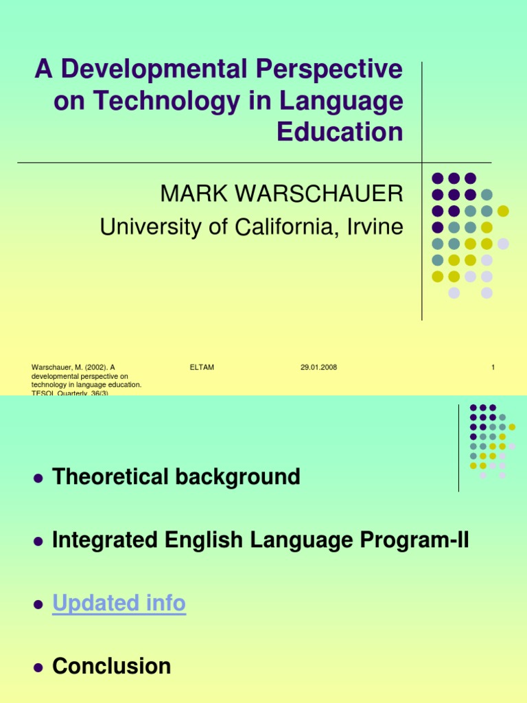 Developmental Perspective On Technology in Language Education | PDF ...