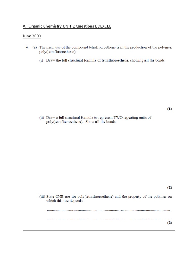 All Organic Chemistry UNIT 2 Questions EDEXCEL | PDF