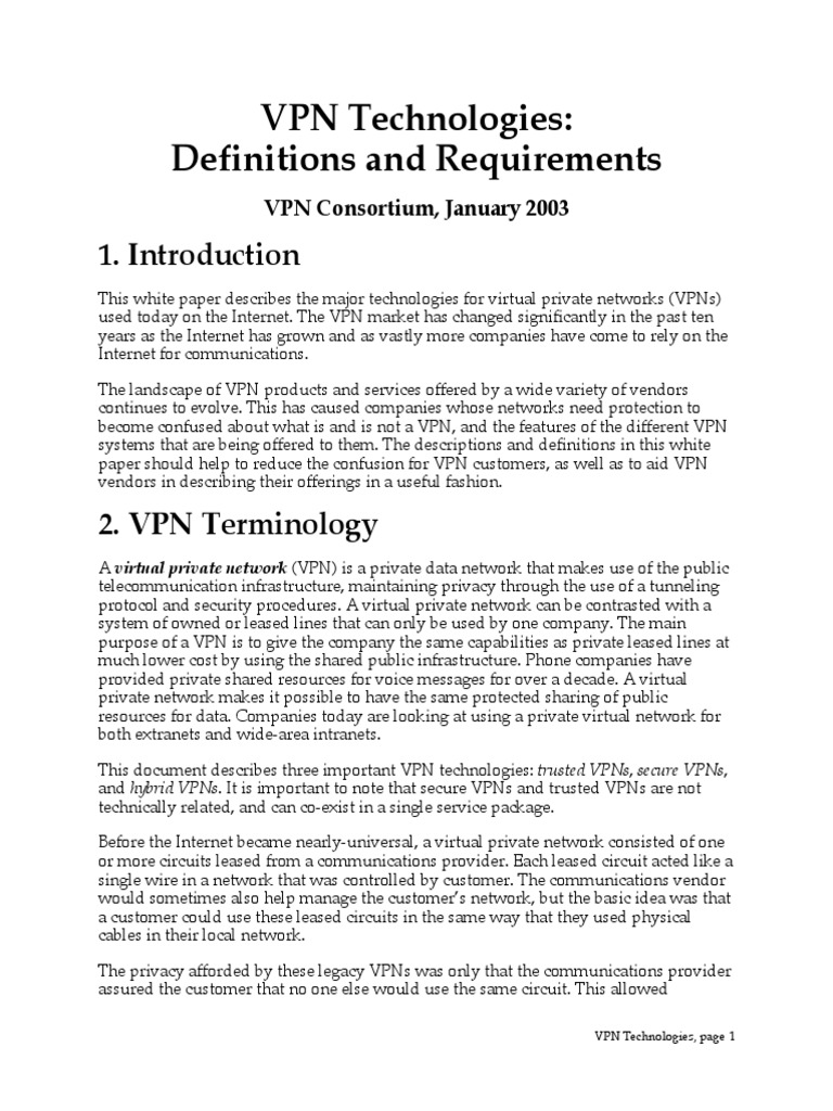 Overview of VPN Technologies | PDF | Technology & Engineering