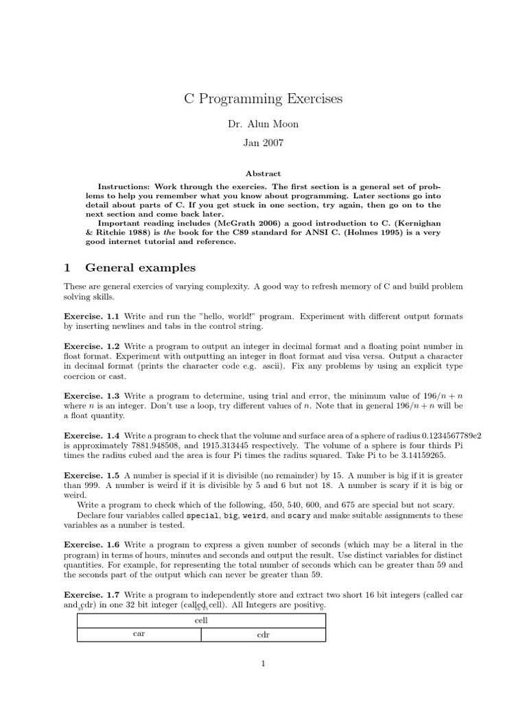 C Programming Exercises | PDF | String (Computer Science) | Computer ...