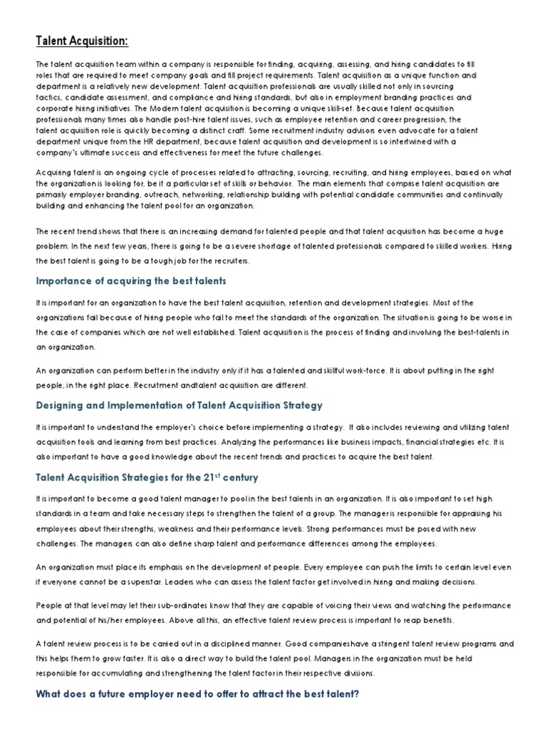 Talent acquisition vs recruiting picture