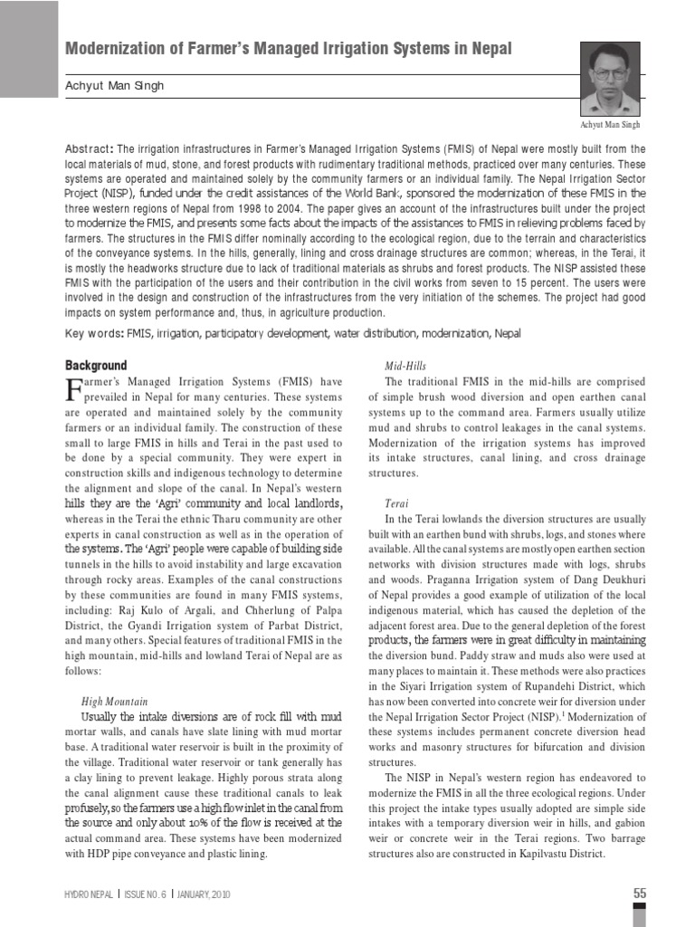Modernization of Farmer's Managed Irrigation Systems in Nepal | PDF ...