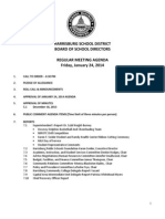 Harrisburg Board of School Directors Regular Meeting Agenda 1-24-14